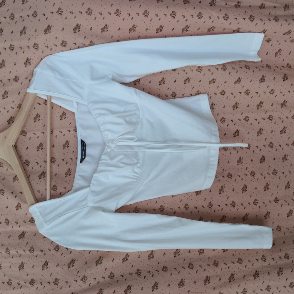 Shein - White Bustier long sleeve